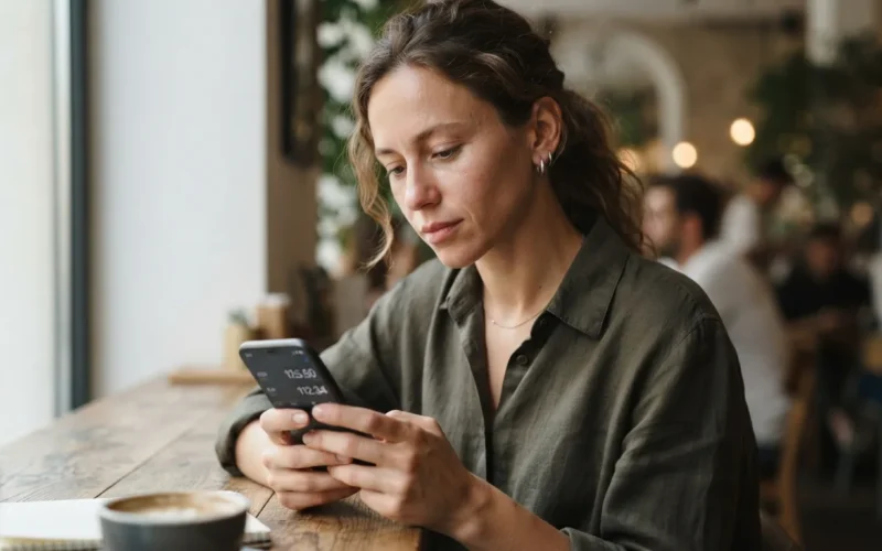 a person using a smartphone currency converter app