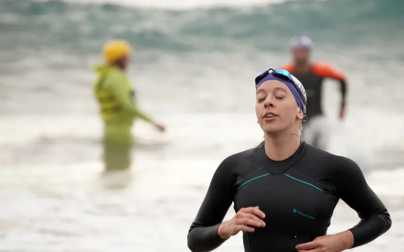kobieta, triathlon, sportowiec, sporty, zdatność